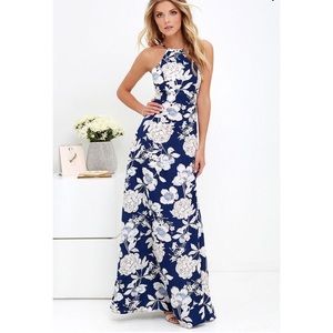 BLUE FLORAL PRINT MAXI DRESS